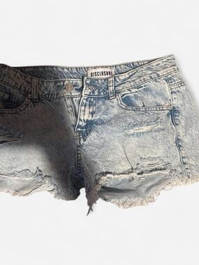 Disclosure Light Wash Distressed Denim Shorts
